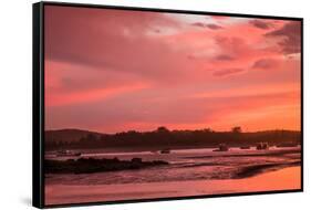 Sunset over the Annisquam Harbor, Annisquam, Cape Ann, Essex County, Massachusetts, USA-null-Framed Stretched Canvas