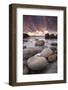 Sunset over the Atlantic from the Shores of Porth Nanven, Cornwall, England. Autumn-Adam Burton-Framed Photographic Print