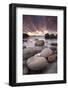 Sunset over the Atlantic from the Shores of Porth Nanven, Cornwall, England. Autumn-Adam Burton-Framed Photographic Print