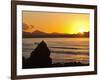 Sunset Over the Bay at Famara, Lanzarote's Finest Surf Beach, Canary Islands-Robert Francis-Framed Photographic Print