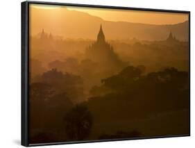 Sunset over the Buddhist Temples of Bagan (Pagan), Myanmar (Burma)-Julio Etchart-Framed Photographic Print