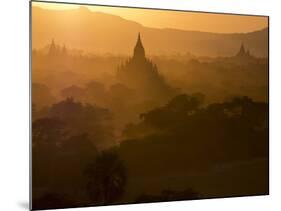 Sunset over the Buddhist Temples of Bagan (Pagan), Myanmar (Burma)-Julio Etchart-Mounted Photographic Print