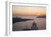 Sunset over the Caldera, Typical Church in Foreground, Firostefani-Ruth Tomlinson-Framed Photographic Print