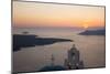 Sunset over the Caldera, Typical Church in Foreground, Firostefani-Ruth Tomlinson-Mounted Photographic Print