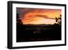 Sunset over the Cascade Range and city of Bend, Deschutes County, Oregon, USA-null-Framed Photographic Print