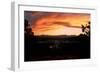 Sunset over the Cascade Range and city of Bend, Deschutes County, Oregon, USA-null-Framed Photographic Print