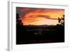 Sunset over the Cascade Range and city of Bend, Deschutes County, Oregon, USA-null-Framed Photographic Print