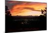 Sunset over the Cascade Range and city of Bend, Deschutes County, Oregon, USA-null-Mounted Photographic Print