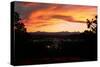 Sunset over the Cascade Range and city of Bend, Deschutes County, Oregon, USA-null-Stretched Canvas