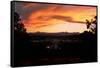 Sunset over the Cascade Range and city of Bend, Deschutes County, Oregon, USA-null-Framed Stretched Canvas