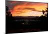 Sunset over the Cascade Range and city of Bend, Deschutes County, Oregon, USA-null-Mounted Photographic Print