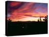 Sunset over the Cascade Range and city of Bend, Deschutes County, Oregon, USA-null-Stretched Canvas