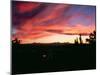 Sunset over the Cascade Range and city of Bend, Deschutes County, Oregon, USA-null-Mounted Photographic Print