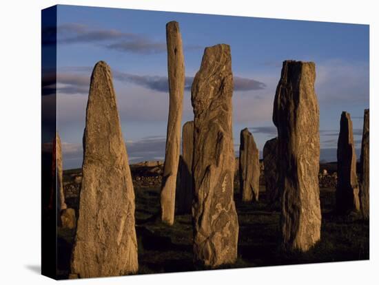 Sunset over the Central Circle of Ancient Standing Stones at Callanish, Dating to Neolithic Times-Mark Hannaford-Stretched Canvas