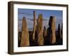 Sunset over the Central Circle of Ancient Standing Stones at Callanish, Dating to Neolithic Times-Mark Hannaford-Framed Photographic Print