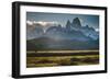 Sunset Over The Cerro Torre Mount Fitzroy Spires In Los Glacieres National Park, Argentina-Jay Goodrich-Framed Photographic Print