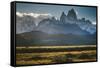 Sunset Over The Cerro Torre Mount Fitzroy Spires In Los Glacieres National Park, Argentina-Jay Goodrich-Framed Stretched Canvas