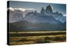 Sunset Over The Cerro Torre Mount Fitzroy Spires In Los Glacieres National Park, Argentina-Jay Goodrich-Stretched Canvas