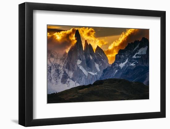 Sunset over the Cerro Torre Spires in Los Glacieres National Park, Argentina-Jay Goodrich-Framed Photographic Print