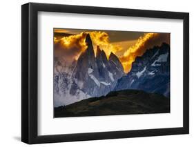 Sunset over the Cerro Torre Spires in Los Glacieres National Park, Argentina-Jay Goodrich-Framed Photographic Print