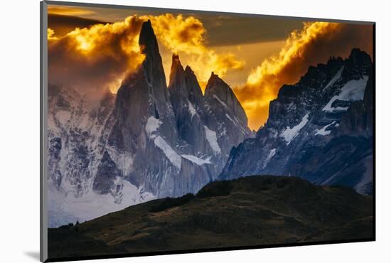 Sunset over the Cerro Torre Spires in Los Glacieres National Park, Argentina-Jay Goodrich-Mounted Photographic Print