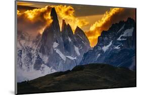 Sunset over the Cerro Torre Spires in Los Glacieres National Park, Argentina-Jay Goodrich-Mounted Photographic Print