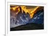 Sunset over the Cerro Torre Spires in Los Glacieres National Park, Argentina-Jay Goodrich-Framed Photographic Print