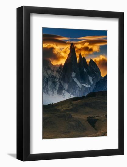 Sunset over the Cerro Torre Spires in Los Glacieres National Park, Argentina-Jay Goodrich-Framed Photographic Print