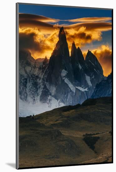 Sunset over the Cerro Torre Spires in Los Glacieres National Park, Argentina-Jay Goodrich-Mounted Photographic Print