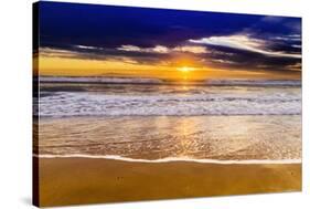 Sunset over the Channel Islands from San Buenaventura State Beach, Ventura, California, USA-Russ Bishop-Stretched Canvas