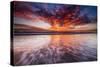 Sunset over the Channel Islands from Ventura State Beach, Ventura, California, Usa-Russ Bishop-Stretched Canvas