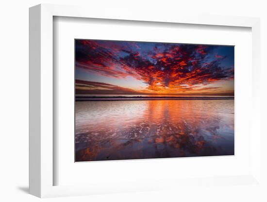 Sunset over the Channel Islands from Ventura State Beach, Ventura, California, USA-Russ Bishop-Framed Photographic Print