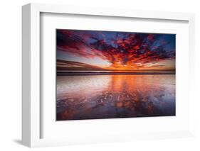 Sunset over the Channel Islands from Ventura State Beach, Ventura, California, USA-Russ Bishop-Framed Photographic Print