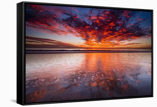 Sunset over the Channel Islands from Ventura State Beach, Ventura, California, USA-Russ Bishop-Framed Stretched Canvas