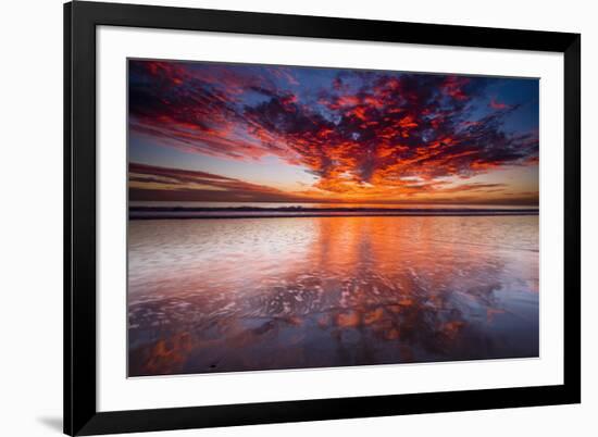 Sunset over the Channel Islands from Ventura State Beach, Ventura, California, USA-Russ Bishop-Framed Premium Photographic Print