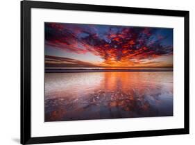 Sunset over the Channel Islands from Ventura State Beach, Ventura, California, USA-Russ Bishop-Framed Premium Photographic Print