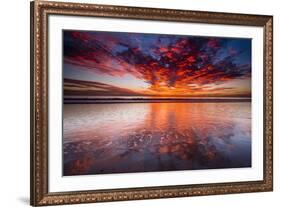Sunset over the Channel Islands from Ventura State Beach, Ventura, California, USA-Russ Bishop-Framed Premium Photographic Print
