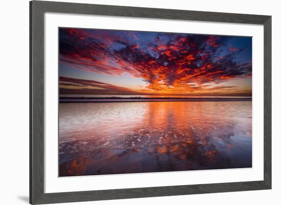 Sunset over the Channel Islands from Ventura State Beach, Ventura, California, USA-Russ Bishop-Framed Premium Photographic Print