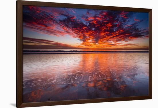 Sunset over the Channel Islands from Ventura State Beach, Ventura, California, USA-Russ Bishop-Framed Photographic Print