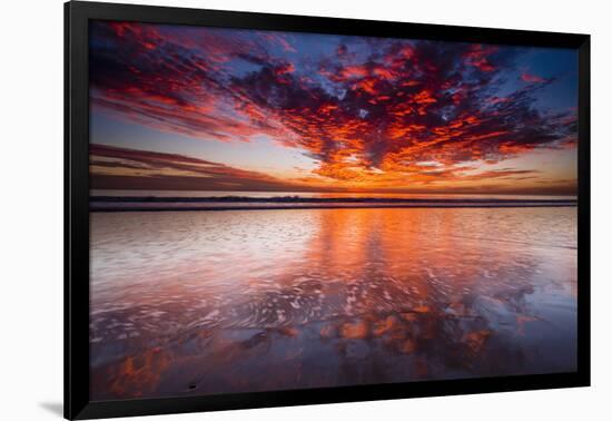 Sunset over the Channel Islands from Ventura State Beach, Ventura, California, USA-Russ Bishop-Framed Photographic Print