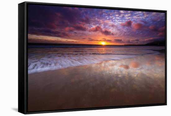 Sunset over the Channel Islands from Ventura State Beach, Ventura, California, USA-Russ Bishop-Framed Stretched Canvas