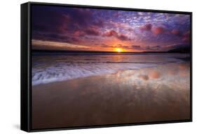 Sunset over the Channel Islands from Ventura State Beach, Ventura, California, USA-Russ Bishop-Framed Stretched Canvas