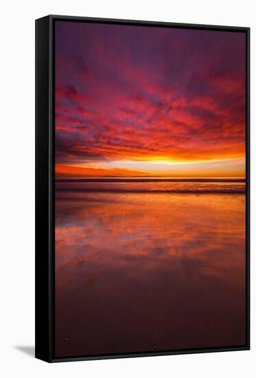 Sunset over the Channel Islands from Ventura State Beach, Ventura, California, USA-Russ Bishop-Framed Stretched Canvas