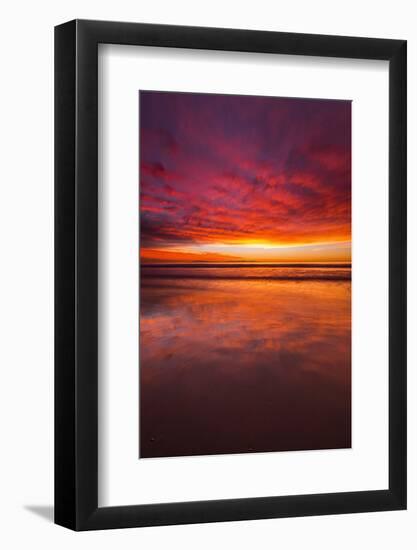 Sunset over the Channel Islands from Ventura State Beach, Ventura, California, USA-Russ Bishop-Framed Photographic Print