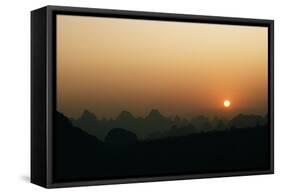 Sunset over the City of Guilin, China, December 1982-Bill Tingey-Framed Stretched Canvas