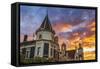 Sunset over the Dunedin Railway Station, Dunedin, South Island, New Zealand-Russ Bishop-Framed Stretched Canvas