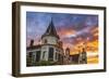 Sunset over the Dunedin Railway Station, Dunedin, South Island, New Zealand-Russ Bishop-Framed Photographic Print