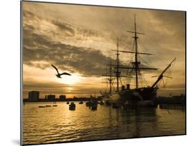 Sunset over the Hard and Hms Warrior, Portsmouth, Hampshire, England, United Kingdom, Europe-Stuart Black-Mounted Photographic Print