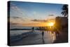 Sunset over the High Rise Buildings on Waikiki Beach-Michael-Stretched Canvas