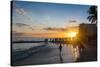 Sunset over the High Rise Buildings on Waikiki Beach-Michael-Stretched Canvas
